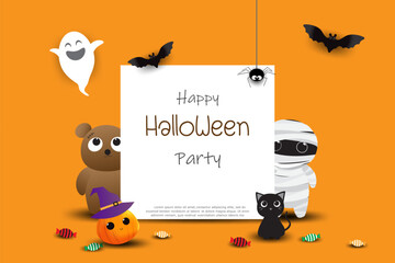 Halloween sale banners or party invitation background. Vector illustration of Halloween theme background. 
