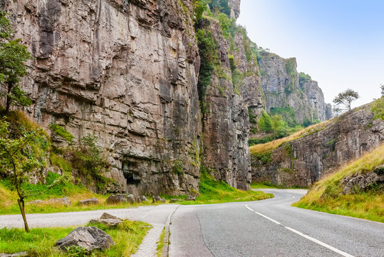 cheddar limestone gorge mendip hills somerset england uk
