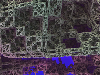 Abstract 3d rendering of chaotic structure. Dark background with futuristic shape in empty space,