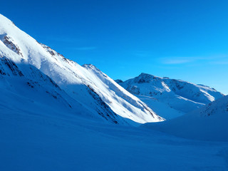 Natural background. Winter mountain landscape.