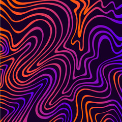 Vintage bright neon color abstract waves background. Doodle decorative element. Isolated pattern.