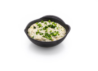 broccoli soup on bowl food on white background