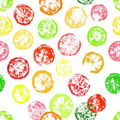 Seamless vector pattern with multi-colored orange prints. Design citrus eco mood. For background, poster, web, print, fabric, wrapping paper.