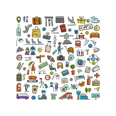 Fototapeta premium Airport collection, background for your design