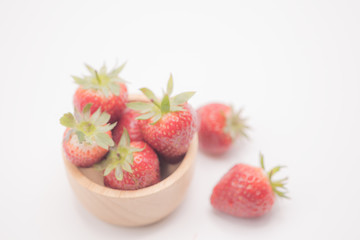 Close up fresh strawberry isolate on white background.Blurred background of fresh strawberry.