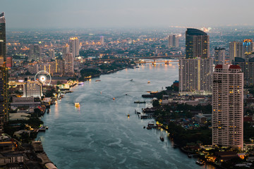 Cityscape of Bangkok City Asia Thailand at night