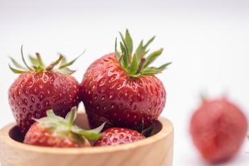 Close up fresh strawberry isolate on white background.Blurred background of fresh strawberry.