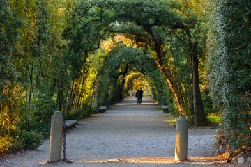 Foto op Canvas Boboli gardens in Florence, a couple walking in an arched path © CoinUp