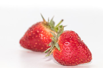 Close up fresh strawberry isolate on white background.Blurred background of fresh strawberry.