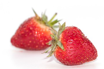 Close up fresh strawberry isolate on white background.Blurred background of fresh strawberry.