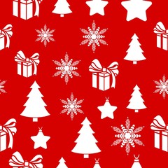 Fototapeta na wymiar Christmas white snowflake on abstract red bakcground vector illustration eps10. Wrapping paper.