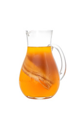 Homemade fermented drink Kombucha in a glass jug. Isolated on white background