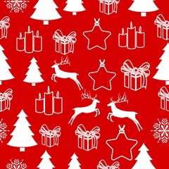 Christmas white snowflake on abstract red bakcground vector illustration eps10. Wrapping paper.