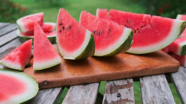 Ripe delicious juicy sliced watermelon
