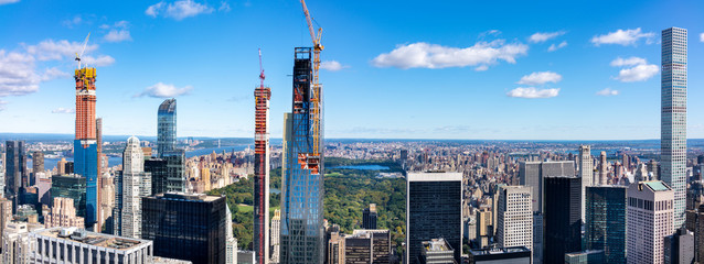 Panoramic  view of Central park and skyscrapers of New York .