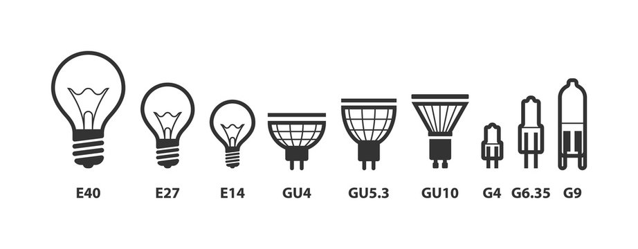 Light Bulb Icon Vector. Llightbulb Idea Logo Concept. Set Lamps Electricity Icons Web Design Element. Led Lights Isolated Silhouette.