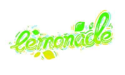 Lemonade hand drawn vector lettering. Summer fresh drink. Modern calligraphy. Vector illustration. 