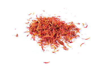 Dried safflower on white background.