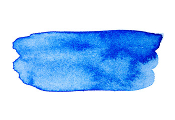 Fototapeta premium Real Watercolor Blue Brush Stain, Banner and Background for Unique Creative Design