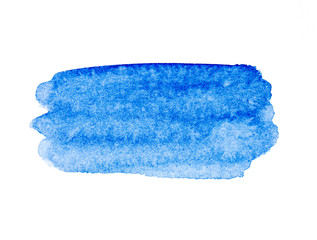 Real Watercolor Blue Brush Stain, Banner and Background for Unique Creative Design