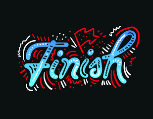 Vector illustration of finish line banners, streamers, for outdoor sport event - competition race, run marathon.