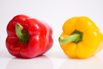two peppers isolated on white background
