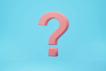 Question mark on a blue background. 3d rendering.