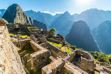 Temple of the Sun, Machu Picchu site, Cusco, Peru, South America - obrazy, fototapety, plakaty