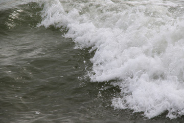 waves on  the beach close up