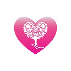 Love tree with heart leaves vector illustration