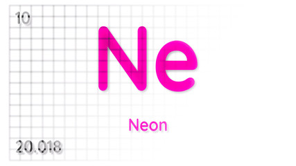 Neon chemical element  physics and chemistry illustration backdrop
