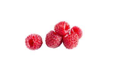 ripe fresh raspberries on a white background isolate