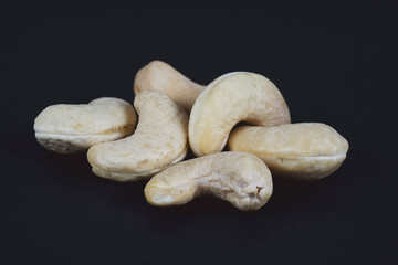 Cashews nut on black background