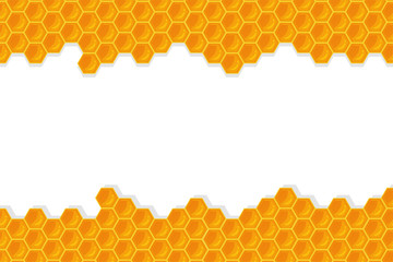 The geometric honeycomb background has a sweet yellow honey color to make a delicious bakery.