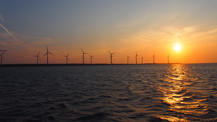 Windmill in sunset in Taichung