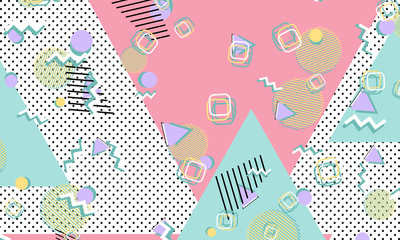 Memphis pattern. Geometric shapes. Hipster style