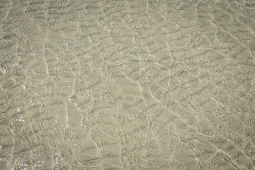 droped sungrass and small waves lapped the beach
