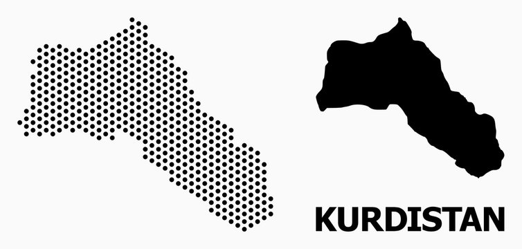 Karte von Kurdistan. Flagge von Kurdistan: Stock-Vektorgrafik