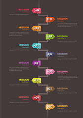 Year planner, 12 months, 1 year, Timeline infographics design vector and Presentation business can be used for Business concept with 12 options, steps or processes. 