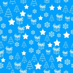 Fototapeta na wymiar Winter white snowflakes card vector on blue background. Macro flying border illustration, holiday banner with flakes confetti scatter frame, snow elements. Cold season symbols. Wrapping paper and foil