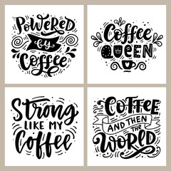 Coffee hand written lettering badges set
