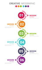 Infographic template with numbers six option can be used for workflow layout, diagram, number step up options.