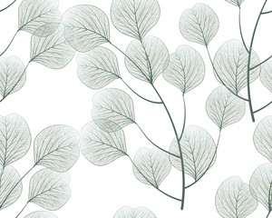 Seamless pattern with eucalyptus leaves.Vector illustration. © O.Yu