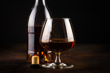 Cognac or brandy in the glass.