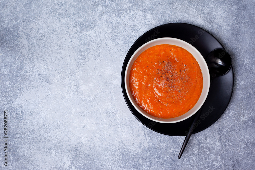 Sticker vegetable soup in a white bowl