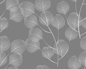 Nahtloses Muster mit Eukalyptusblättern. Vektorillustration.