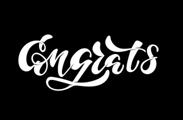 Hand sketched "Congrats" lettering typography. Drawn art sign. Motivational text. For logotype, badge, icon, card, postcard, logo, banner, tag. Celebration vector illustration on textured background.