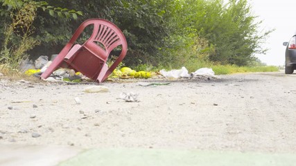Garbage on the side of the road 