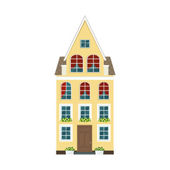 European colorful old house vector flat illustration.