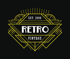 Art Deco Vintage Badge Fashionable Ornament Beautiful Line Art Graphic Elements